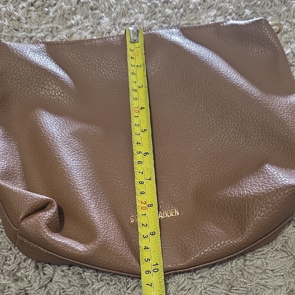 Steve Madden Large Tan Leather Great Condition Cosmetic Bag - Picture 4 of 6
